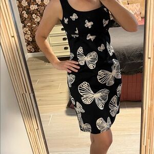 Talbots Black Dress with awesome White butterfly Accents
